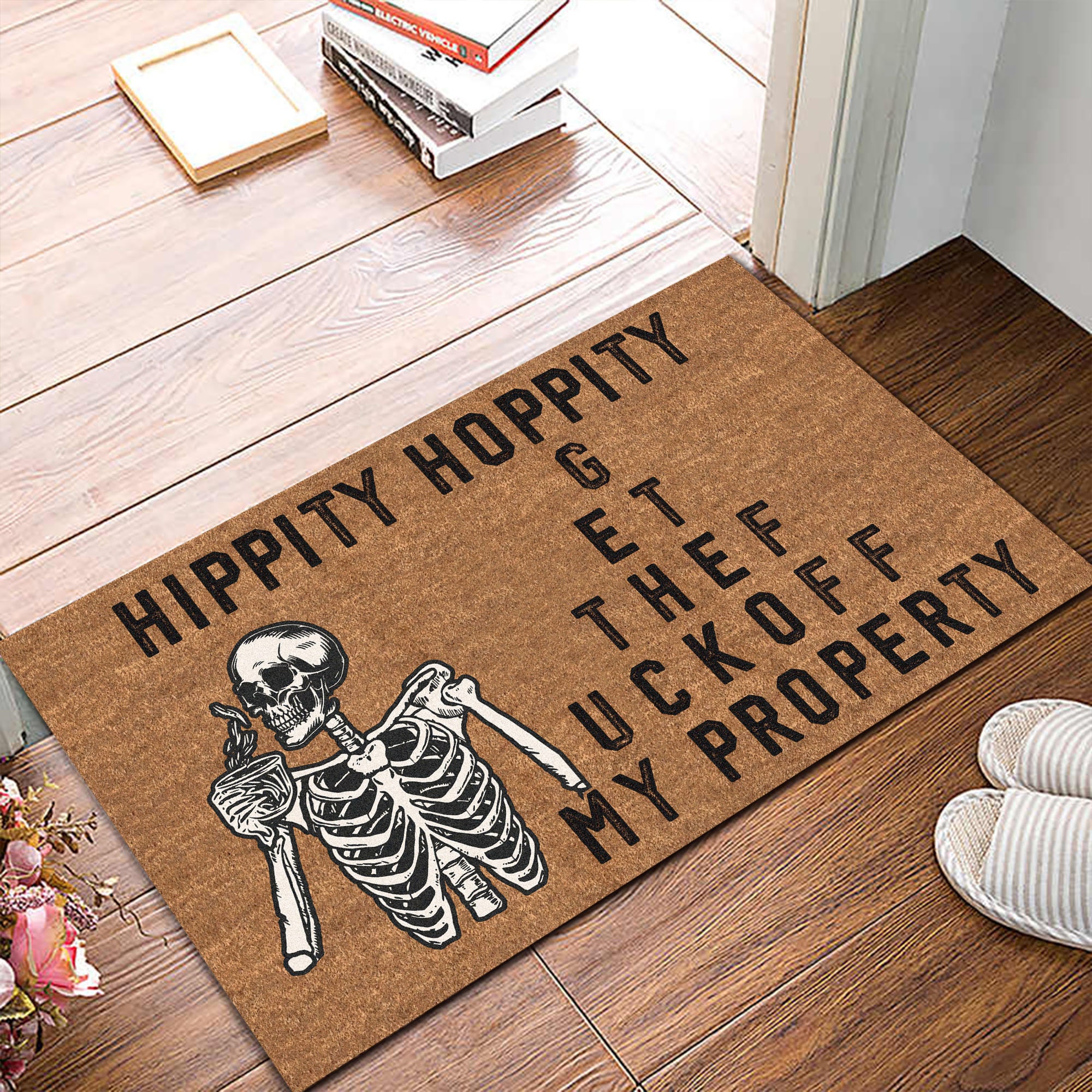 Hippity Hoppity Get Off My Property Inside Funny Door Mats for Outside Entry