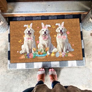 Easter Great Pyrenees Mat, Cute Great Pyrenees Easter Doormat, Dog Lover Gift, Dog Doormat, Easter Gifts, Dog Lover Gifts
