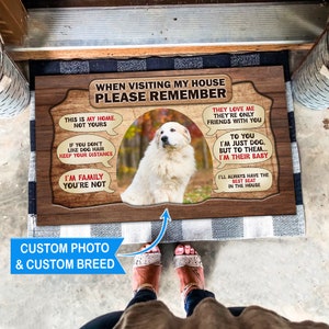 Great Pyrenees Doormat, Great Pyrenees Rug, Visiting My House Doormat, Perfect Gift For Dog Lovers, Dog Mat, Home Decor, Funny Dog Rug