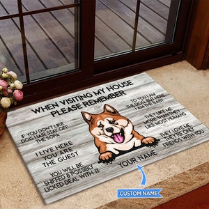 Akita Doormat, Akita Rug, Akita  Mat, Visiting My House Mat, Perfect Gift For Dog Lovers, Dog Doormat, Rug For Home Decor, Funny Dog Mat