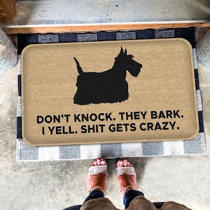 Scottish Terrier Doormat, Scotty Dog Mat, Don&#39;t Knock, Dog Bark, Gift For Dog Lovers, Home Decor