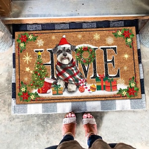 Miniature Schnauzer Mat,  Mini Schnauzer Doormat Christmas, Dog Lover Gifts, Christmas Dog Doormat, Christmas Gifts