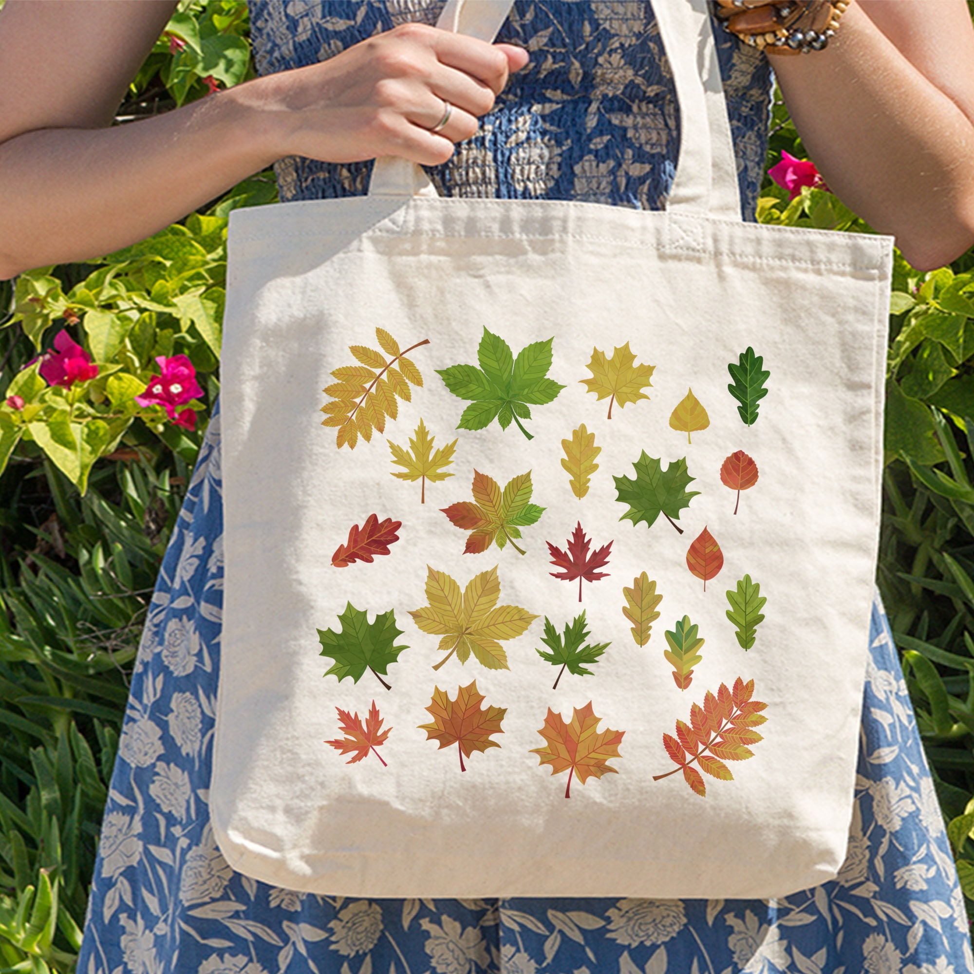 Botanical Themed Tote Bag & Pouch Set - Dishique