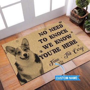 Corgi Rug, Corgi Mat, Corgi Doormat, No Need To Knock Mat, Funny Corgi Doormat, Perfect Gift For Dog Lovers, Dog Doormat, Housewarming Gift