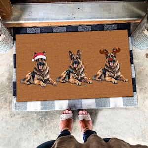 German Shepherd Dog Mat, Xmas Dog Rug, German Shepherd Doormat, GSD Doormat For Christmas Dog Doormat, Christmas Housewarming Gift Xmas 2023