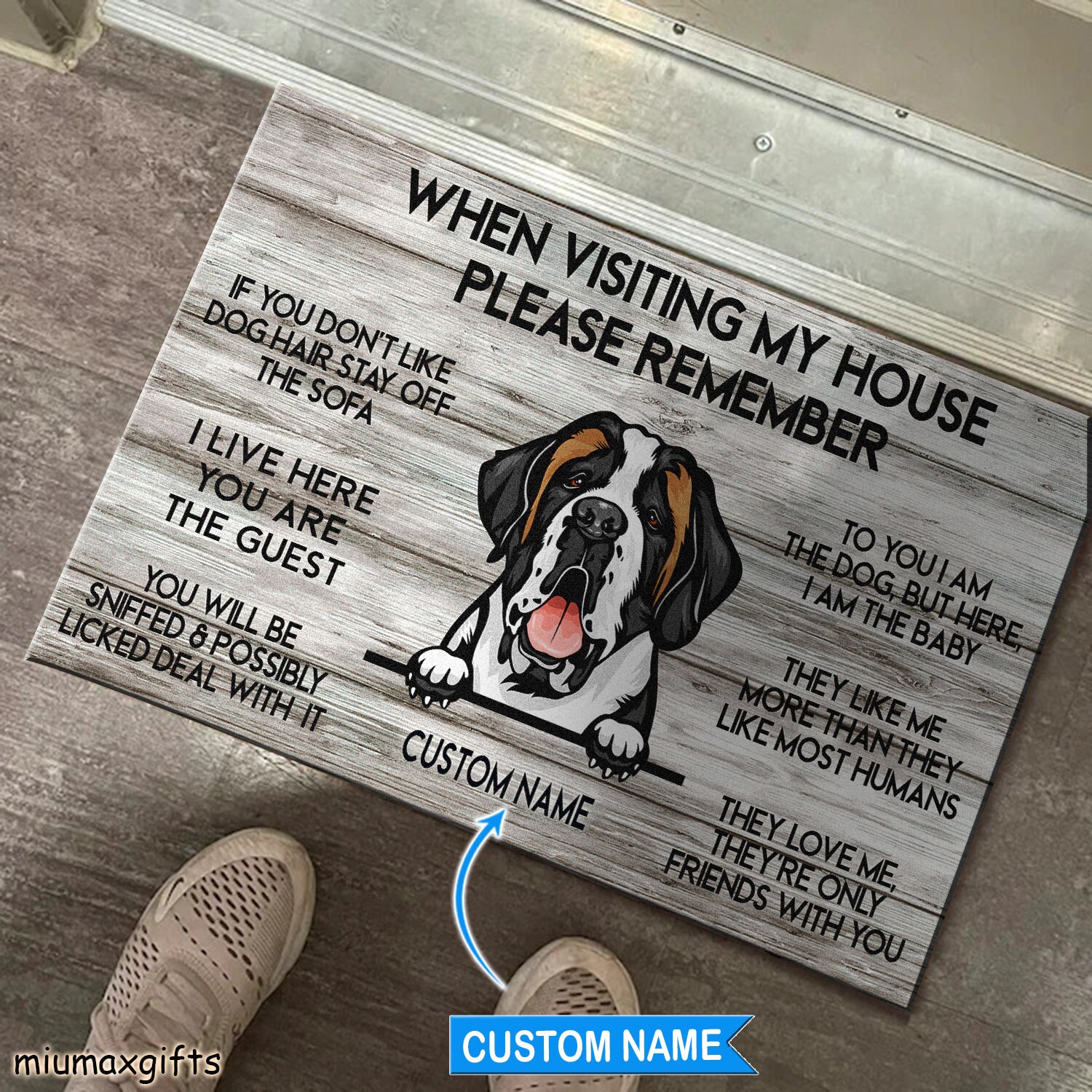 Saint Bernard Doormat Saint Bernard Mat Visiting My House Etsy