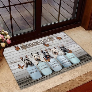 Scottish Terrier Rug, Scottish Terrier Mat, Scottish Terrier Doormat, It&#39;s Ok to be, Perfect Gift For Dog Lovers, Housewarming Gift