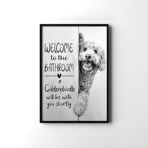 Funny Goldendoodle Dog Welcome To The Bathroom, Goldendoodle Poster, Goldendoodle Dog Wall Art, Goldendoodle Toilet Decor, Dog Lovers Gifts