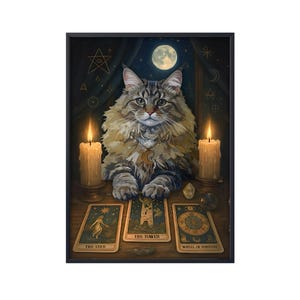 Lustige RagaMuffin Tarot Katze, RagaMuffin Poster Leinwand, Lustige RagaMuffin Katze Wandkunst, RagaMuffin Katze Halloween Poster, Katze Halloween Dekor