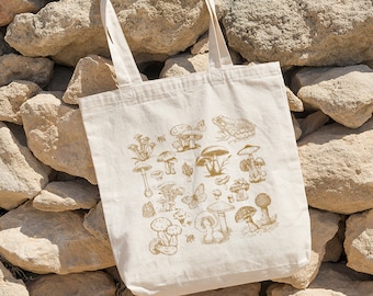 Mushroom Tote Bag, Cute Tote Bag, Mushroom Cottagecore Goblincore Bag, Shopping Bag, Eco Friendly Tote Bag, Basic Tote Bag, Gift For Friends
