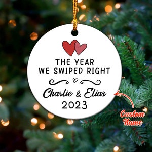 Online Dating Ornament, Swiped Right Ornament, Cyber Love Boyfriend Girlfriend Christmas Gift, New Couple Anniversary Gift First Christmas