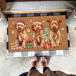 Christmas Goldendoodle Mat, Cute Goldendoodle Doormat Christmas, Dog Xmas Rug, Dog Lover Gifts, Christmas Dog Doormat, Christmas Gifts