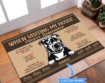 Staffy Doormat, Staffy Rug, Staffy Mat, Visiting My House Mat