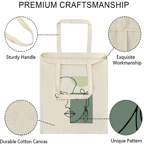 Sage Face Line Art, Face Line Abstract Art Tote Bag, Sage