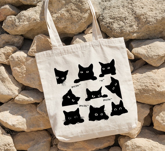 Cat canvas cheap tote bag