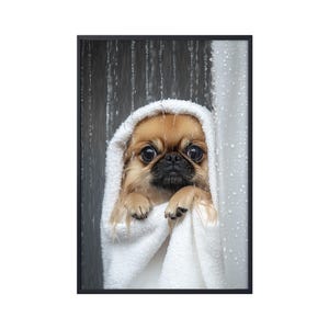 Pekingese Dog in Bathtub, Shower Dog Bathroom Decor, Pekingese Dog in Bath, Dog Bathroom Wall Art Poster Gifts, Pekingese Dog Lover Gifts