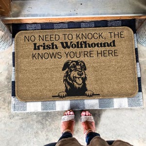 Irish Wolfhound Rug, Irish Wolfhound Doormat, Wolfhound Mat, Dog Lover Gifts, Wolfhound Dog Welcome Mat, No Need to Knock