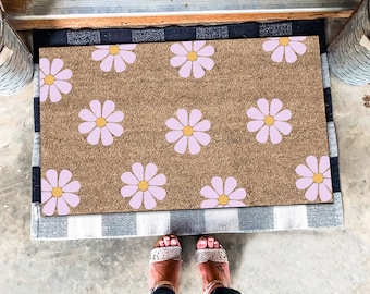Blumen Fußmatte, Floral Fußmatte, Gänseblümchen Fußmatte, Wildblumen Herbst Fußmatte, Ästhetische Matte, neue Wohnkultur, Willkommen Fußmatte, Frühling Herbst Fußmatte