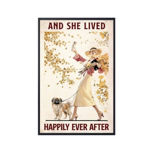 And She Lived Happily Ever After, Pekingese Wall Art Sign, Pekingese Canvas, Pekingese Poster, Pekingese Art Print, Pekingese Dog Lover Gift