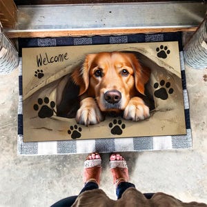 Golden Retriever Doormat, Golden Retriever Mat, Gift For Golden Retriever Lovers, Dog Doormat, Rug For Home Decor, Housewarming Gift