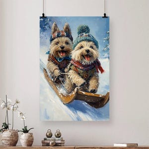 Cairn Terrier Dog Canvas Poster Gift, Funny Dog Poster Gift, Dog Lover Gift, Winter Holiday Gifts, Christmas Gifts
