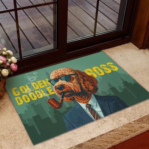 Goldendoodle Boss Doormat, Goldendoodle Rug, Goldendoodle Doormat, Goldendoodle Dog Lover Gifts, Goldendoodle Dog Gift