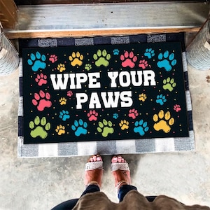Wipe Your Paw Funny Mat, Paw Print Doormat, Cute Dog Doormat, Paw Doormat, Funny Door Mat, Welcome Doormat, Welcome Mat Printed in the U.S.A