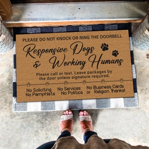 No Soliciting Doormat, Calligraphy No Soliciting Door Mat, Welcome Doormat, Welcome Mat, Front Door Mat, Do Not Knock or Ring the Doorbell