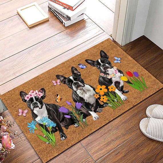 Boston Terrier Mat, Cute Boston Terrier Doormat, Boston Terrier