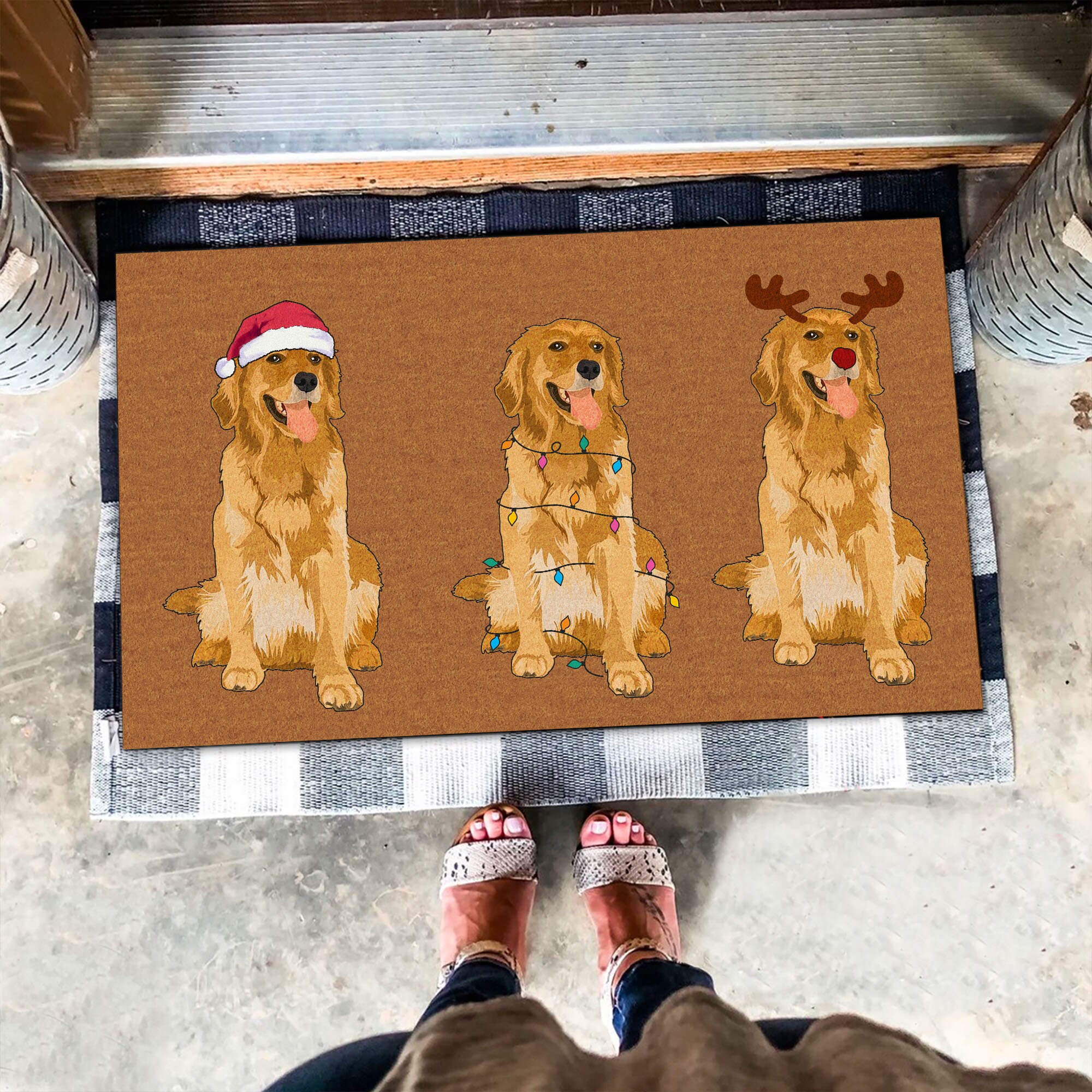 Golden retriever christmas doormat hotsell