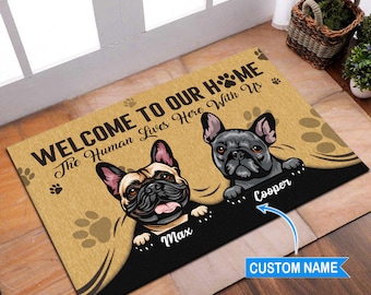 Felpudo Personalizado De Bulldog Francés, Alfombra Antidlizante