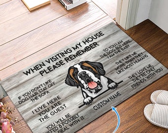 Saint Bernard Doormat, Saint Bernard Mat, Visiting My House Mat, Perfect Gift For Dog Lovers, Dog Doormat, Housewarming Mat