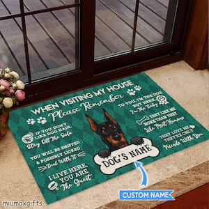 Dobermann Teppich, Dobermann Fußmatte, Dobermann Matte, Besuch meiner Hausmatte, perfektes Geschenk für Hundeliebhaber, Hundeteppich, Fußmatte Zuhause