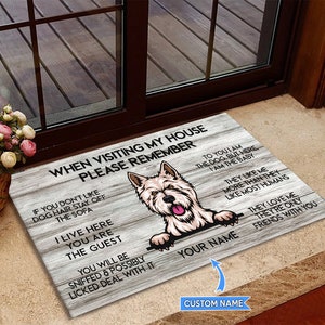 West Highland White Terrier Doormat, Dog Rug, Dog Mat, Visiting My House Doormat, Gift For Dog Lovers, Home Decor, Funny Dog Doormat