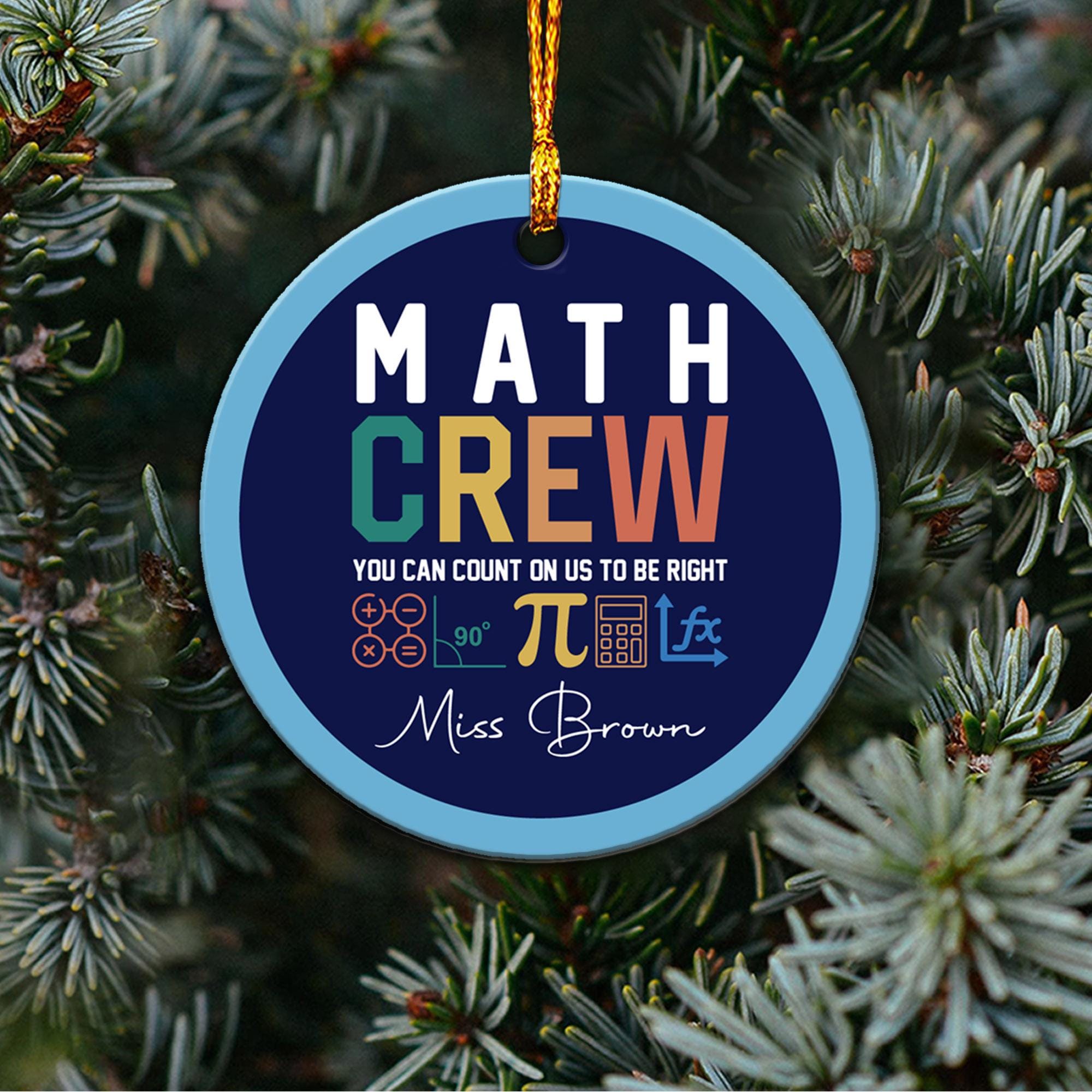 Math Teacher Ornament, Custom Math Crew, Funny Math Gift for Teacher ...