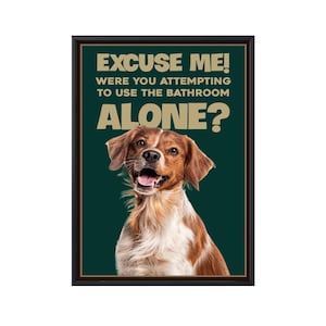 Tela de cachorro Brittany Spaniel, pôster engraçado de cachorro, arte de parede de Brittany Spaniel, presentes de arte de parede de cachorro engraçado, decoração de banheiro, presentes para amantes de cães