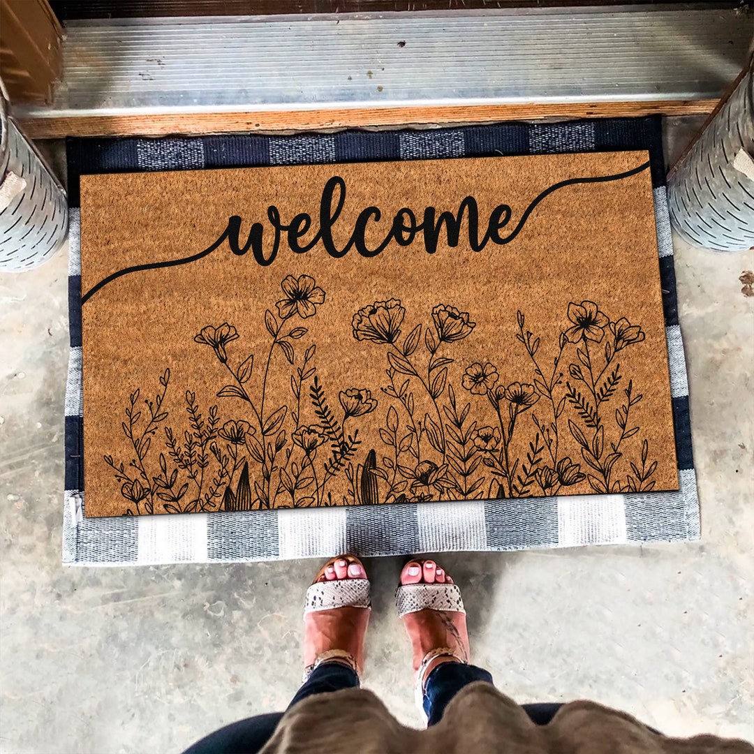 Wildflower Doormat, Floral Mat, Spring Doormat, Flower