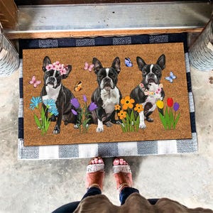 Boston Terrier Mat, Cute Boston Terrier Doormat, Boston Terrier Dog Lover Gift, Dog Doormat, Spring Gifts, Summer Gifts