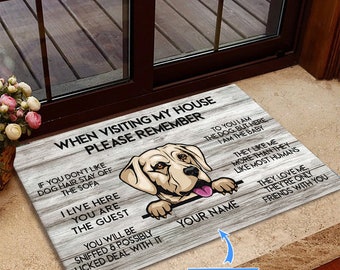 Labrador Retriever Doormat, Labrador Retriever Rug, Visiting My House Mat, Gift For Dog Lovers, Dog Doormat, Mat Home Decor, Funny Dog Mat