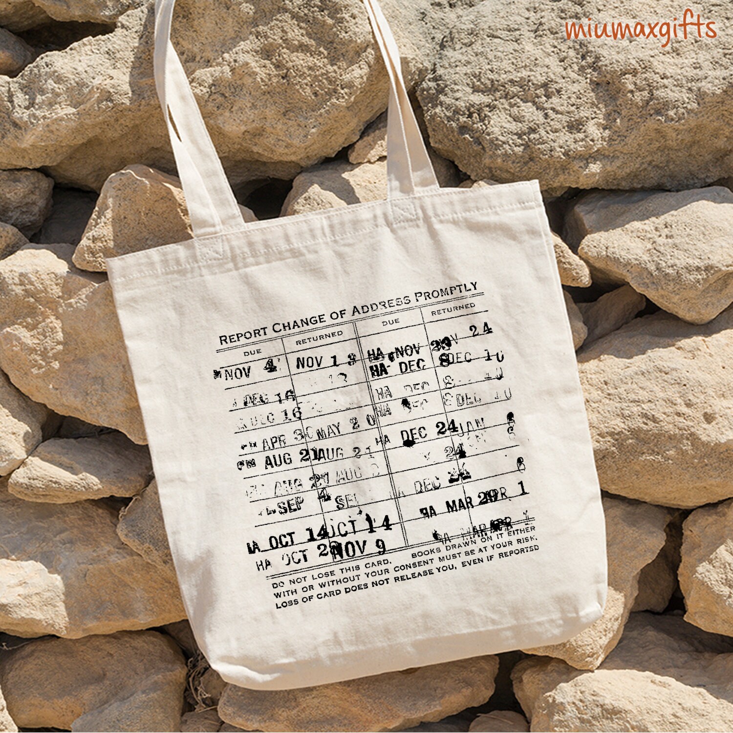 library tote bag, library return card value book bag