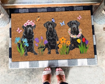 Black Labrador Retriever Mat, Cute Labrador Doormat , Labrador Dog Lover Gift, Dog Doormat, Spring Gifts, Summer Gifts