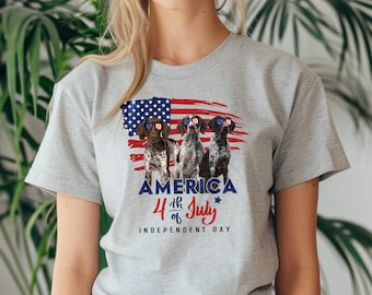 Cute German Shorthaired Pointer Shirt, Funny Dog Shirt, GSP Dog Lovers Gifts, Independent Day Gift, 4 of July Gift, Patriotic Women Shirt