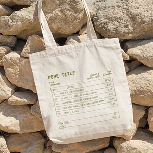 Cottagecore Tote Bag, Custom Song Receipt Cottagecore Tote Bag, Customizable Song Playlist Tote Bag, Personalized Song Canvas Tote Bag