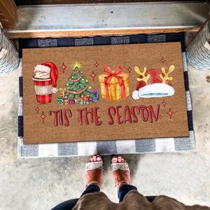 Tis The Season Christmas Doormat, Winter Doormat, Christmas Decor Outdoor Christmas Decorations Christmas Door Mat, Welcome Mat, Front Door