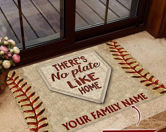 Aucune assiette comme à la maison, Paillasson de baseball, Tapis de baseball, Couverture de baseball, Cadeau parfait pour les joueurs de baseball, Aucune assiette comme à la maison, Décoration d&#39;intérieur