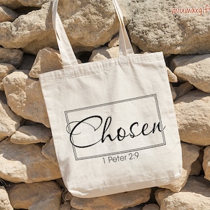 Christian Tote Bag Christian Bag Bible Verse Bag Chosen - Etsy