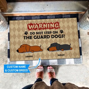 Personalized Dachshund Doormat, Custom Dachshund Mat, Don&#39;t Step On My Dog, Perfect Gift For Dachshund Dog Lover, Welcome Doormat Home Decor