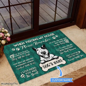 Bull Terrier Rug, Bull Terrier Doormat, Visiting My House Mat, Perfect Gift For Bull Terrier Lovers, Dog Rug, Doormat Home Decor