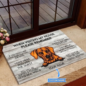 Rhodesian Ridgeback Doormat, Visiting My House Doormat, Perfect Gift For Dog Lovers, Dog Doormat, Home Decor, Funny Dog Doormat