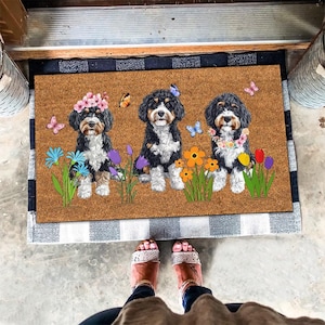Bernedoodle Mat, Cute Bernedoodle Doormat, Bernedoodle Dog Lover Gift, Dog Doormat, Spring Gifts, Summer Gifts